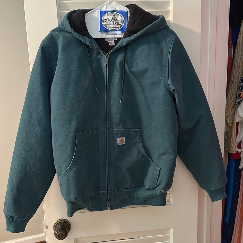 Teal Carhartt women’s J130 hooded duck jacket. Size XS